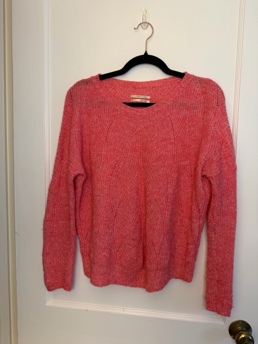 Anthropologie Knit Pink Crew Neck Long Sleeve Pullover Sweater Women S